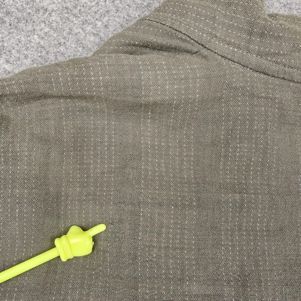 Eileen Fisher Jacket Womens SP Green Organic Cotton Linen Kimono Plaid Lined - Picture 7 of 10